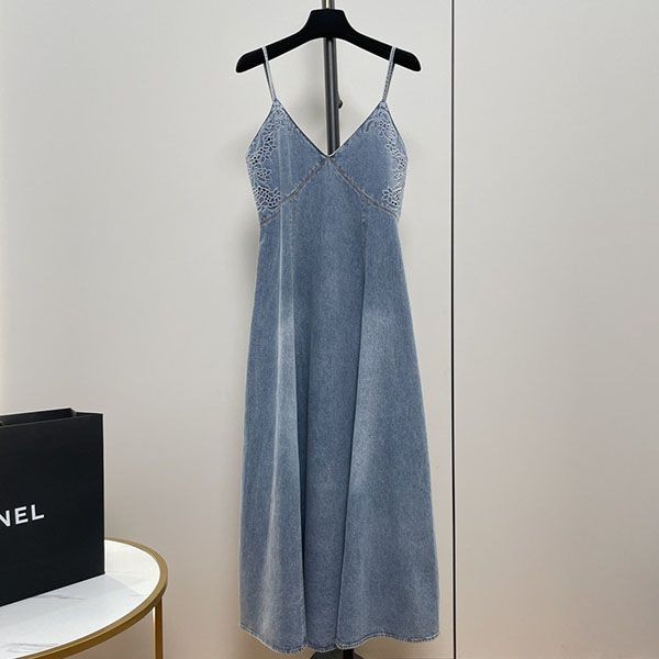 Express delivery Chloe long flare denim dress chn96096