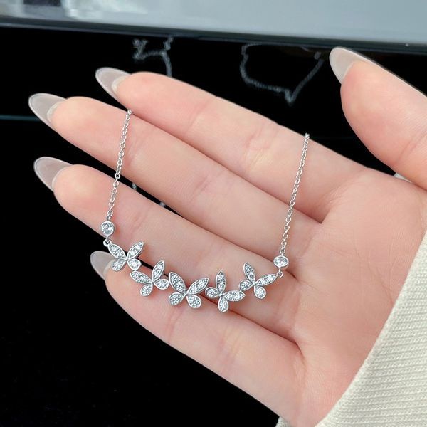 Graff Copy Double Butterfly Silhouette Diamond Necklace gun12592