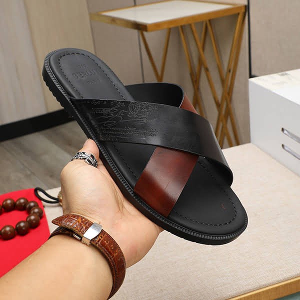 [★Sold out★] Berluti Replica☆ Sifnos Scritto Leather Sandals S5438V33