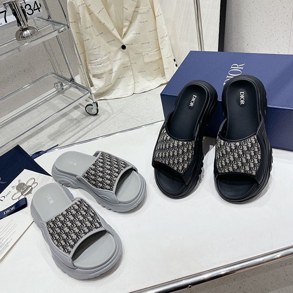 Arrives soon! Dior H-TOWN Sandals Replica Rubber Oblique Jacquard 2 Colors 3SA132ZYF_H800