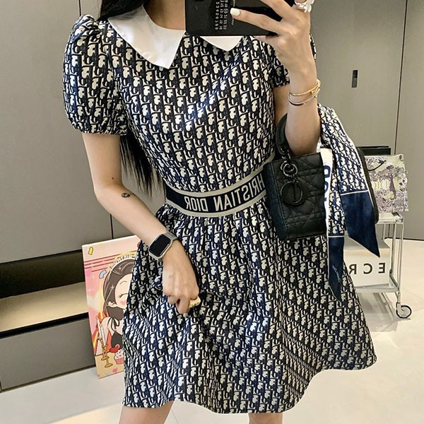 Dior Oblique Replica Belted Dress One Piece der38470