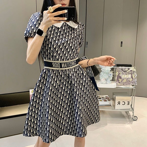 Dior Oblique Replica Belted Dress One Piece der38470