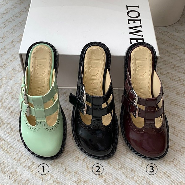 [Featured in VERY] Loewe Replica Campo Leather Mary Jane Mules with Logo 3 Colors lon49569