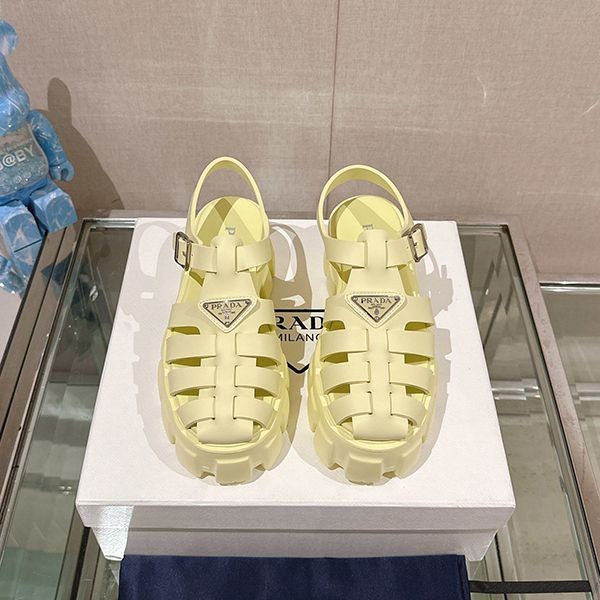Prada Monolith Rubber Sandals Copy Logo Thick Sole Strap Mules 1X853M3L