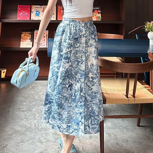 Eye-catching color Dior Faux Toile de Jouy Midi Skirt deu17748
