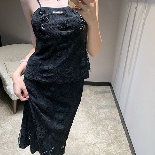 Miu Miu tank top replica? Lace skirt top and bottom set myf26505