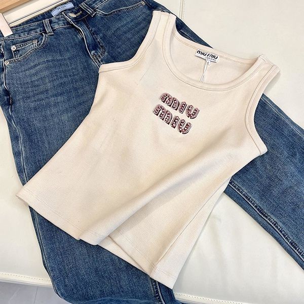 Cute logo ☆ Miu Miu fake ☆ Ribbed jersey tank top myl57799