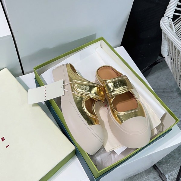 Popular all over the world? Marni Replica Gold Mary Jane Sneakers mat64776