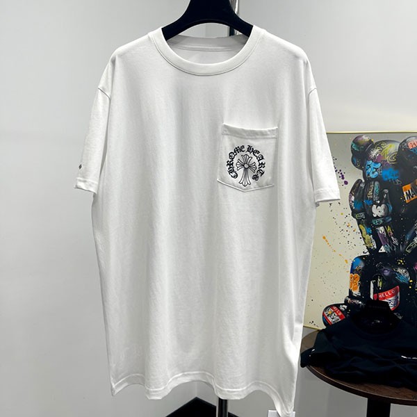 ☆Chrome Hearts Copy☆Horseshoe White Cotton T-shirt Kuf14176 ☆Chrome Hearts Copy☆Horseshoe White Cotton T-shirt Kuf14176