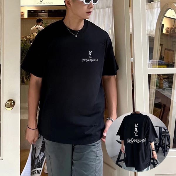 Latest and stylish Saint Laurent signature logo T-shirt replica Sac48325 Latest and stylish Saint Laurent signature logo T-shirt replica Sac48325