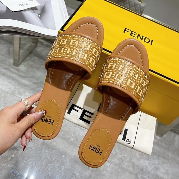 Secured Fendi Replica Logo Sandals FF Logo Interlace Slides feo91312
