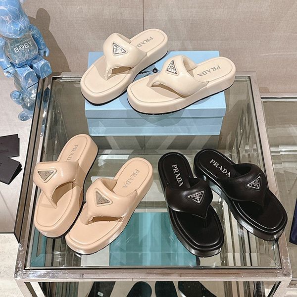 Lovely ★ Prada replica ★ Soft quilted nappa leather beach sandals pun20262