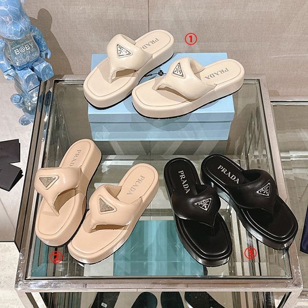 Lovely ★ Prada replica ★ Soft quilted nappa leather beach sandals pun20262