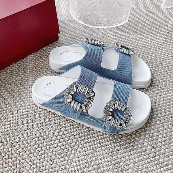 Very popular! Roger Vivier Slidy Viv denim sandals knockoff rox02373 Very popular! Roger Vivier Slidy Viv denim sandals knockoff rox02373