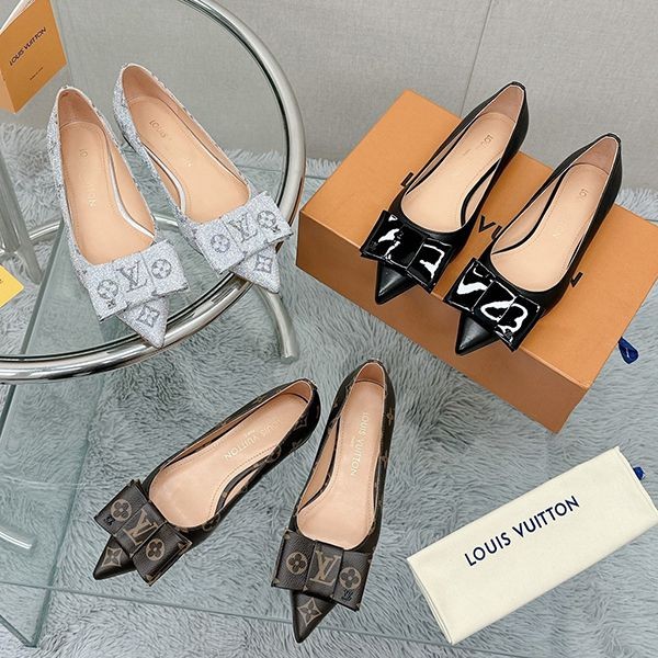 [23AW☆Ribbon/Adult cute]Louis Vuitton LV Blossom Flat Ballerina Replica 1AC8WZ