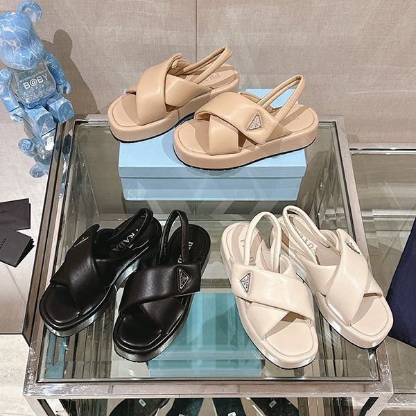 Extremely rare! Replica Prada soft padded nappa leather wedge sandals 1XZ758