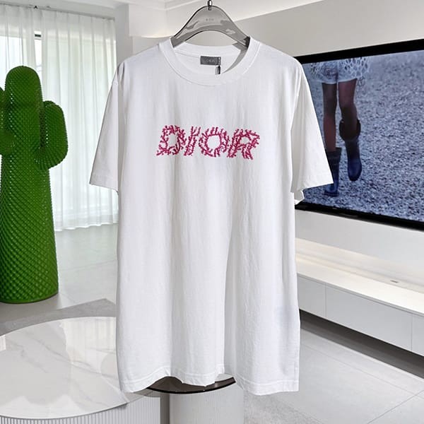 Classic Dior n-grade Coral logo T-shirt der99387 Classic Dior n-grade Coral logo T-shirt der99387