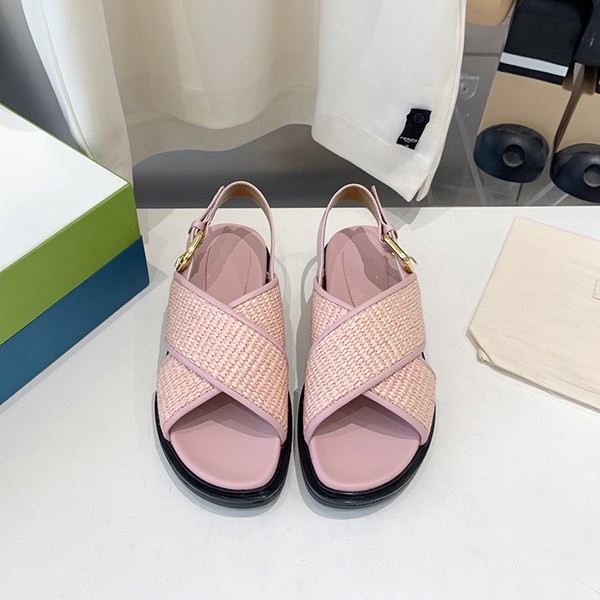 Marni buckled slingback sandals in raffia and leather at a great price mal49885