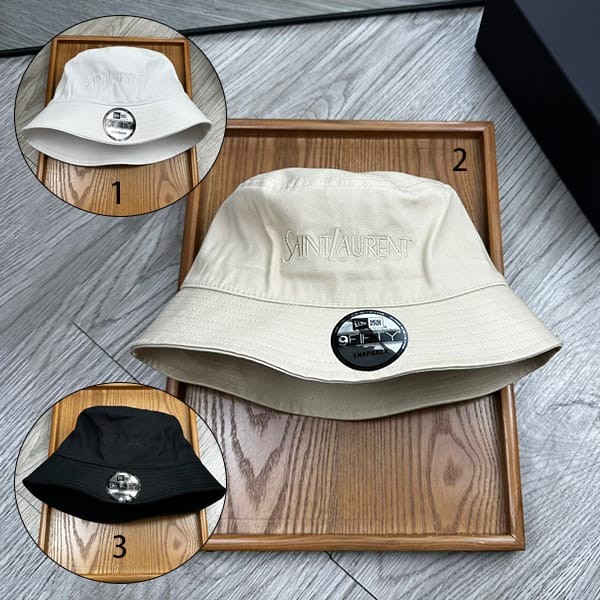 Popular Yves Saint Laurent x NEWERA logo embroidered bucket hat replica Sap13037
