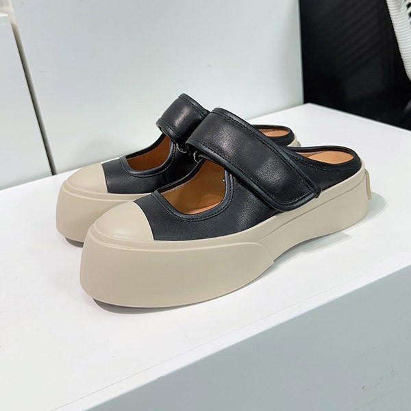 Hard to find Marni super cheap black leather Marie Jane flat shoes man23567