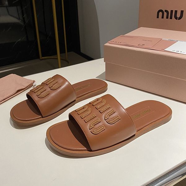 Attention ★ Miu Miu raffia-like woven slide sandals fake myp41750
