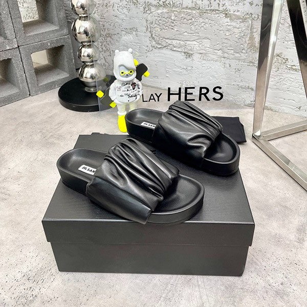 Attention ★ Jil Sander logo pleated sandals cheap black J15WP00