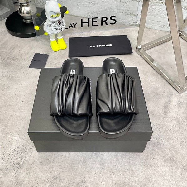 Attention ★ Jil Sander logo pleated sandals cheap black J15WP00