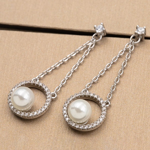 MIKIMOTO earrings copy circle motif diamond silver mia94260