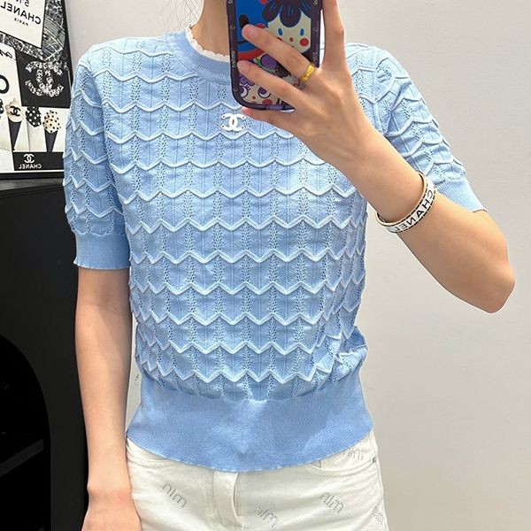 Rare [Women's dream ☆] Chanel CC knit short sleeve copy ☆ Choice of 2 colors shp98260