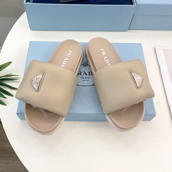 Cheap Prada Replica with Tracking Soft Padded Nappa Leather Slide Sandals puf95117