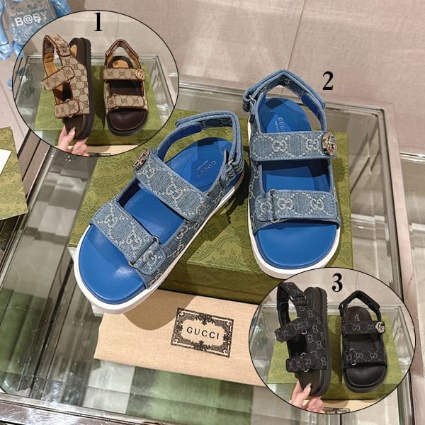 [Very versatile] Gucci sandals, grade n, denim, GG logo, flat, with straps, 3 colors, guw98673