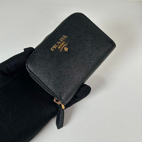Prada Saffiano Leather Coin Case Replica Nero Black puy09119