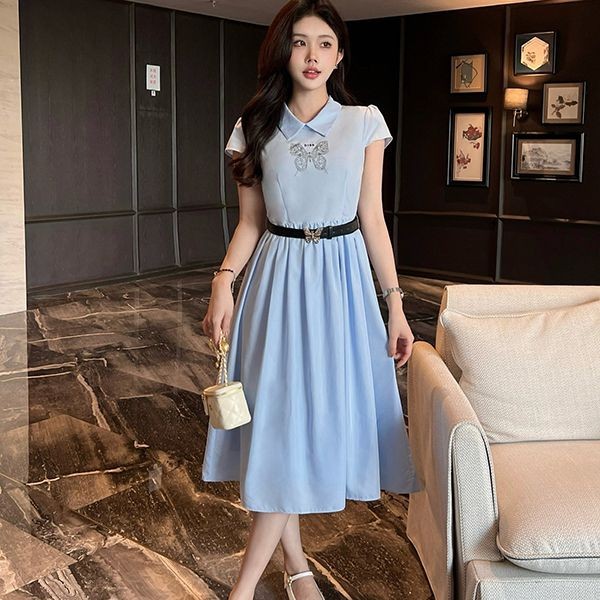 Competitive Dior short sleeve dress replica ★ blue & white deq12813 Competitive Dior short sleeve dress replica ★ blue & white deq12813