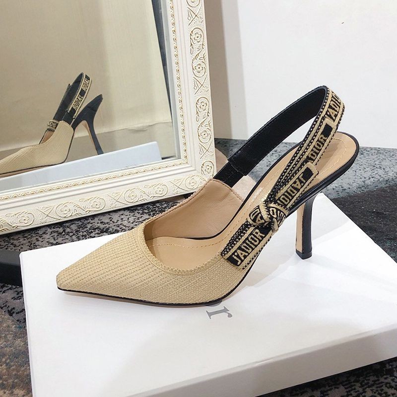 No.1 popular J'adior slingback pumps replica ★ 9.5cm heel beige technical fabric deu85026
