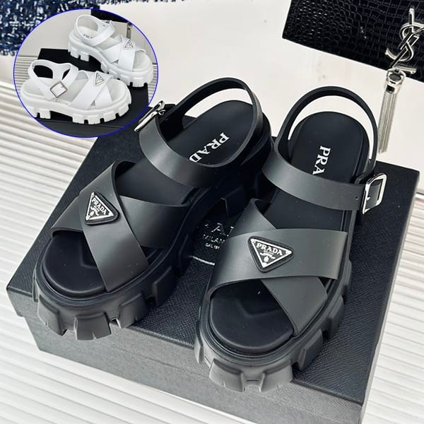 Ready to ship: Prada replica Monolith rubber sandals in two colors puy68230