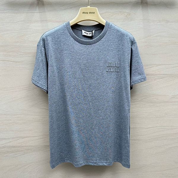 Very popular: Miu Miu faux cotton jersey T-shirt with embroidered logo myp82344