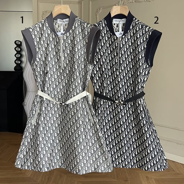New design Dior oblique belted dress one piece replica 2 colors dec92914