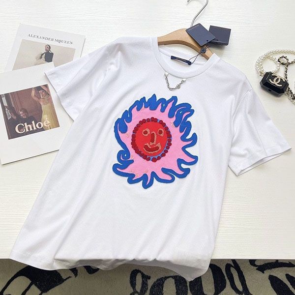 Louis Vuitton collaboration T-shirt copy top white short sleeve face 1AB869