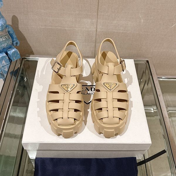 High Quality Prada Monolith Rubber Sandals Fake Logo Platform Strap Mules 1X853M3LKK