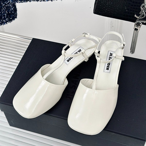 Jil Sander Cheap Ankle Strap Leather Square Heel Sandals Jie68787