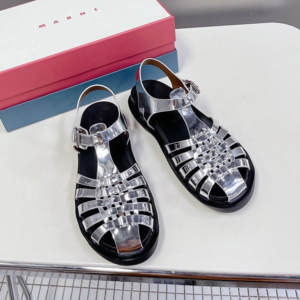 Marni *Premium Feeling* Silver Fisherman Sandals Replica mao74574
