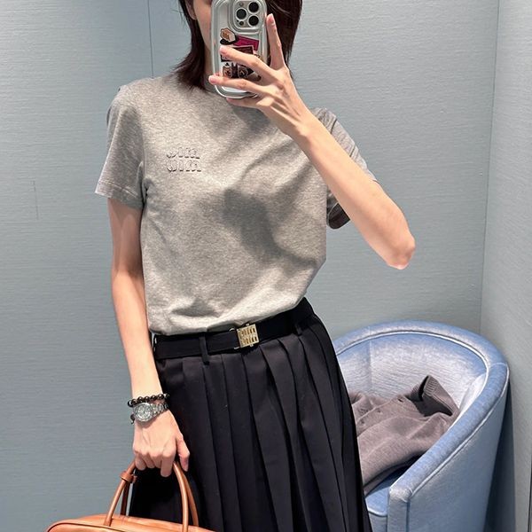 Very popular◇Miu Miu N-grade cotton jersey T-shirt with embroidered logo myq03559