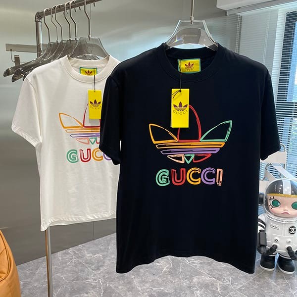 Very popular all over the world? Gucci Adidas copy cotton jersey T-shirt in 2 colors guo31070 Very popular all over the world? Gucci Adidas copy cotton jersey T-shirt in 2 colors guo31070