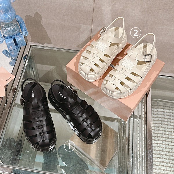 ☆Super popular☆Miu Miu EVA platform cage sandals, cheap, logo, 2 colors, 5X140E