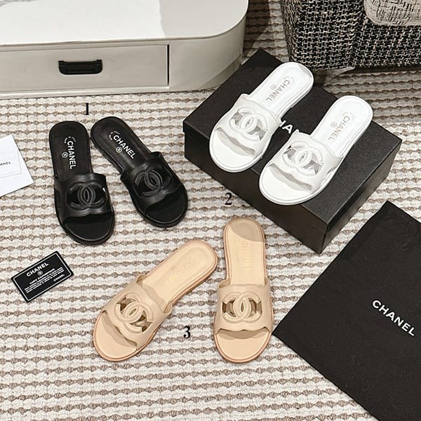 Stylish Chanel knockoff Coco Mark sandals in 3 colors shs40765 Stylish Chanel knockoff Coco Mark sandals in 3 colors shs40765