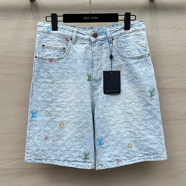 Featured ★Louis Vuitton Grade N Monogram Print Denim Shorts vur93412