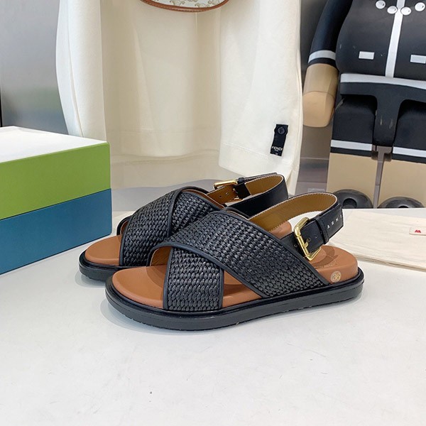 Immediate delivery Marni Criss Cross Fussbett Sandals Replica Raffia FBMS0138