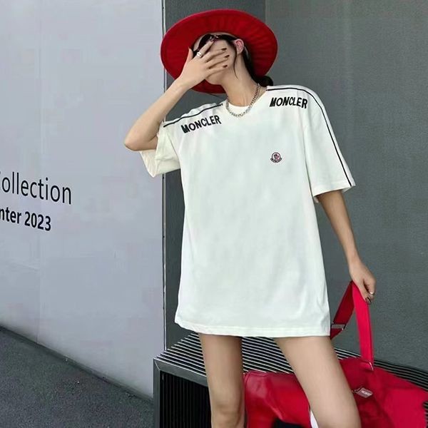 Attention-grabbing! Moncler copy T-shirt with embroidered logo on chest & white mox38672 Attention-grabbing! Moncler copy T-shirt with embroidered logo on chest & white mox38672