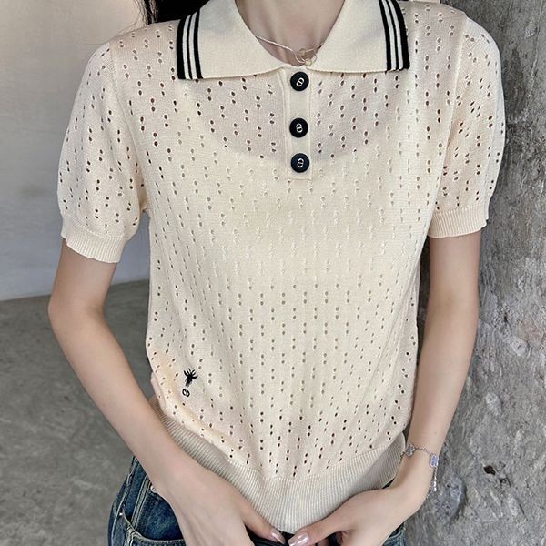 Perfect gift Dior knit T-shirt replica with honey embroidery def86269 Perfect gift Dior knit T-shirt replica with honey embroidery def86269