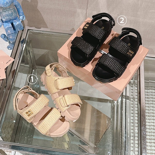 Miu Miu raffia strap sandals replica 2 colors 5X133E Miu Miu raffia strap sandals replica 2 colors 5X133E